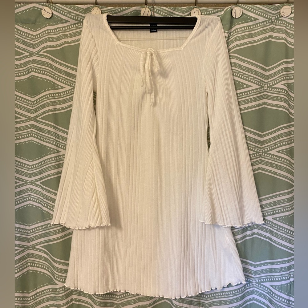 SHEIN White Ribbed Knit Fabric